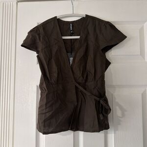 Afends EVANS - COFFEE WRAP TOP S